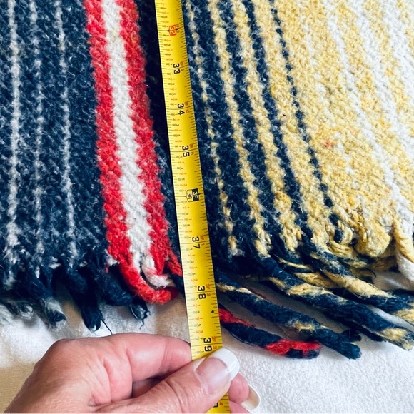 Vintage blue & yellow plaid Camp blanket heavy duty vintage 87x76 - Picture 10 of 12